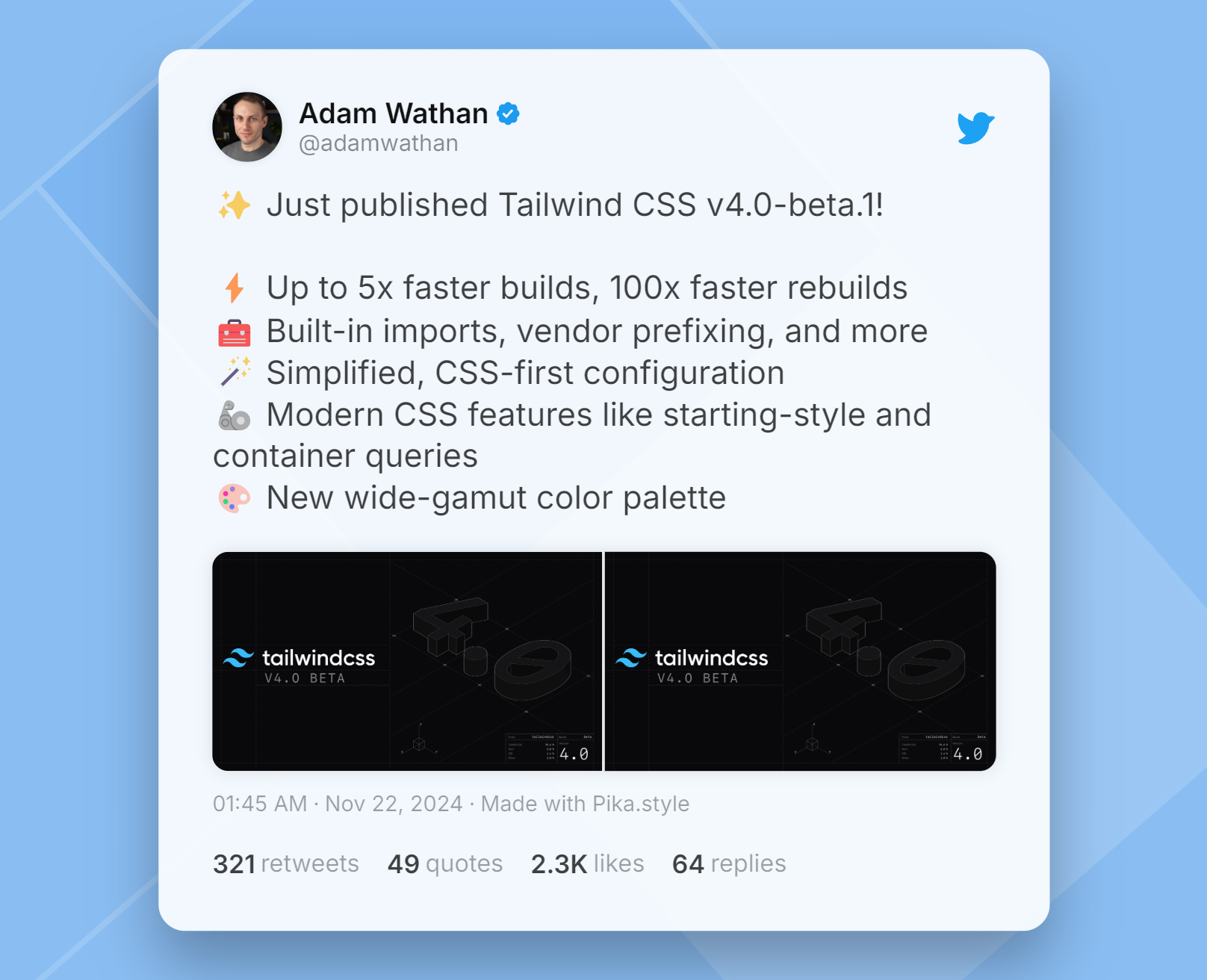 Release of tailwind v4 beta